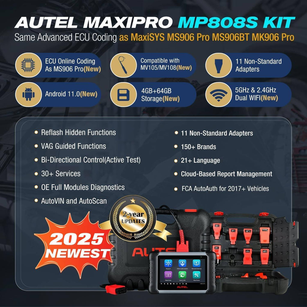 [UK/EU Ship] Autel MaxiPRO MP808S Kit Auto Diagnostic Tool with OE-Level System Coverage with Bi-Directional Control Updated Version of MP808 Supports Multiple Languages with 2 Years Free Update