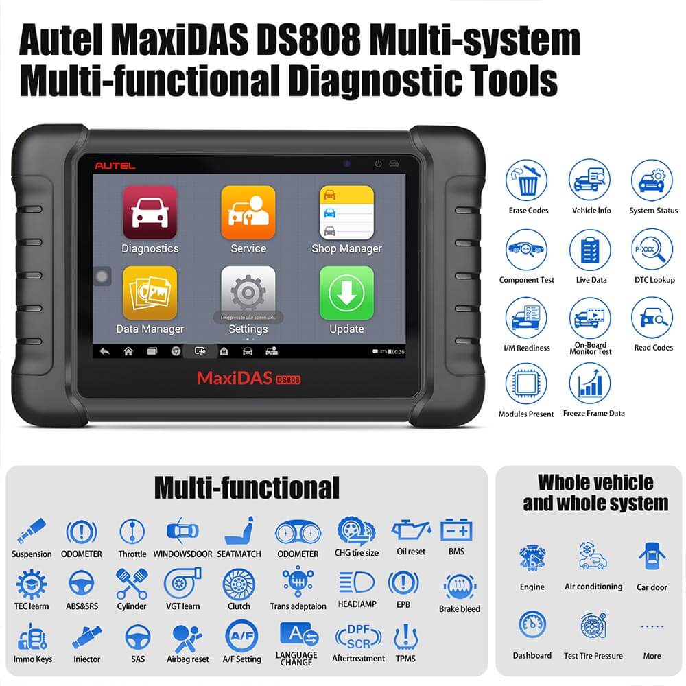 Autel DS808 OBD2 Scanner Car Diagnostic Tool with Bi-directional Control  Ability & Programming(Upgraded DS708 and same as MS906)